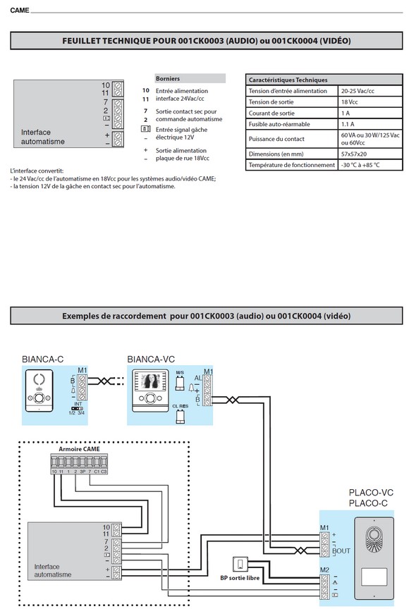 Schema branchement portier video